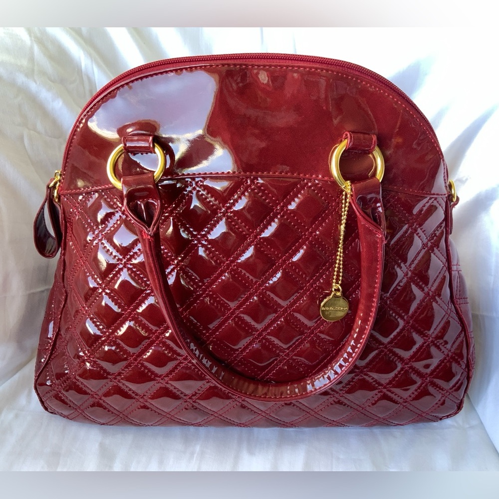BIG BUDDHA Large Shoulder/Hand Bag, Red Patent Vegan Leather